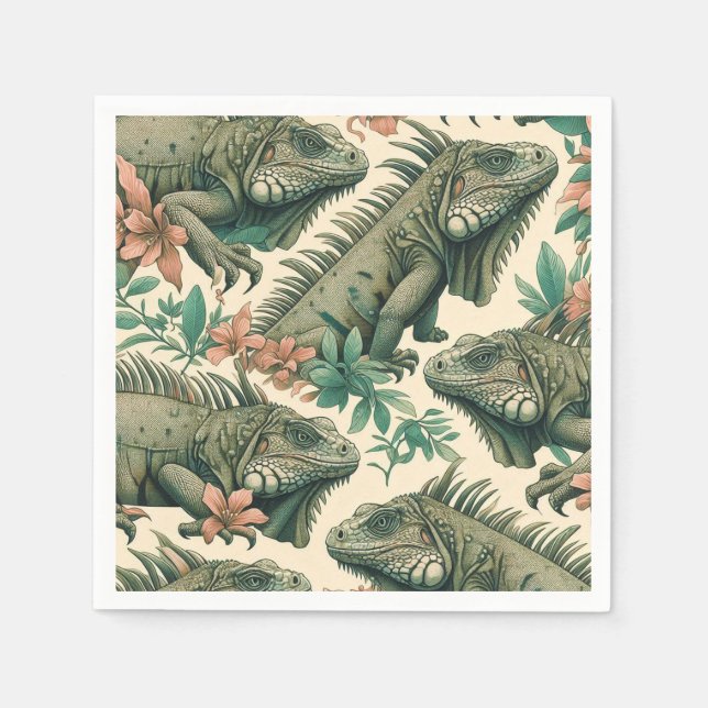 Vintag Iguana Pattern Serviette (Vorderseite)