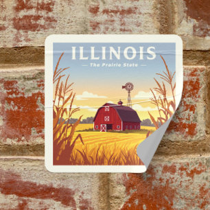 Vintag Illinois Quadratischer Aufkleber