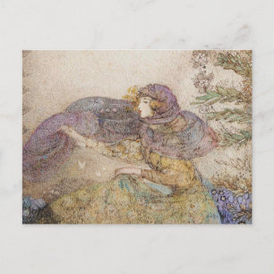 Vintag Illustration Annie French "Lilac Veil" Postkarte