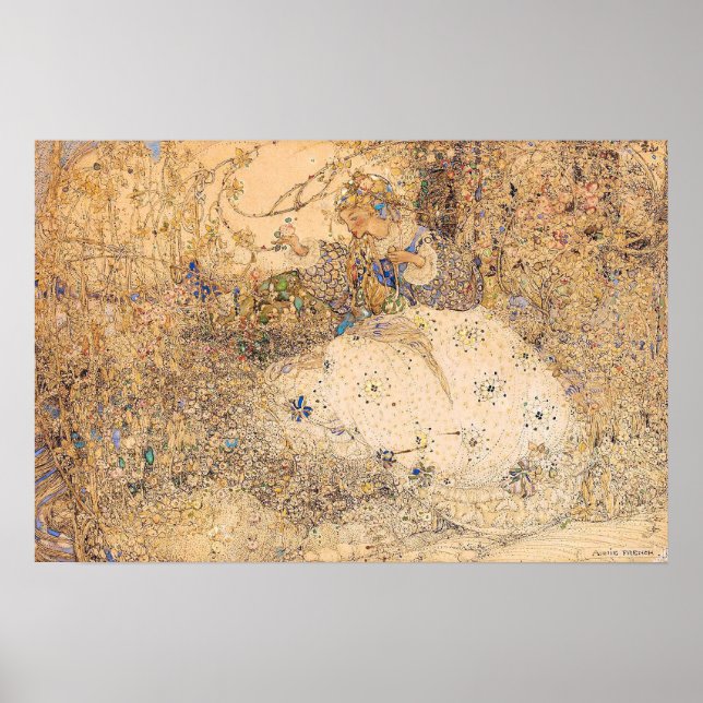 Vintag Illustration Annie French Picking Blume Poster (Vorne)