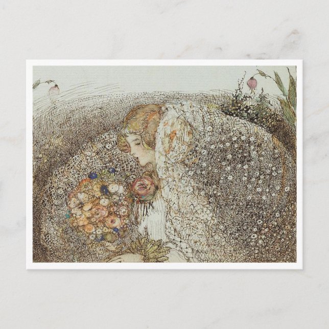 Vintag Illustration Annie French "The Bride" Postkarte (Vorderseite)