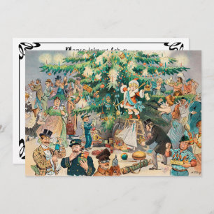 Vintag Illustration Pucks Weihnachtsbaum, 1902 Einladung