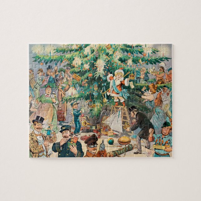 Vintag Illustration Pucks Weihnachtsbaum, 1902 Puzzle (Horizontal)