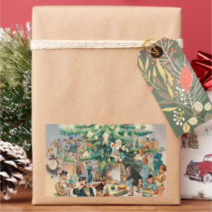 Vintag Illustration Pucks Weihnachtsbaum, 1902 Rechteckiger Aufkleber