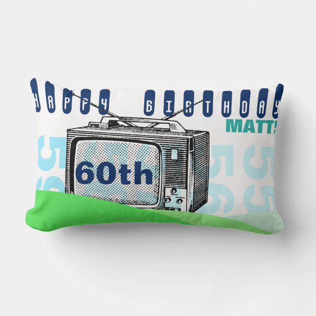Vintag Illustration TV 60. Geburtstag L Pillow Lendenkissen (Vorderseite)