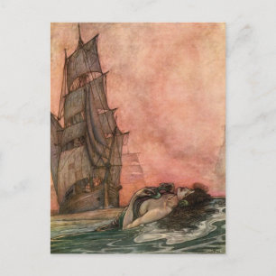 Vintag Illustration William H. Robinson Mermaid Postkarte