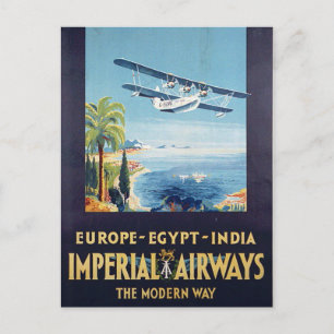 Vintag Imperial Airways Europe Ägypten Indien Reis Postkarte