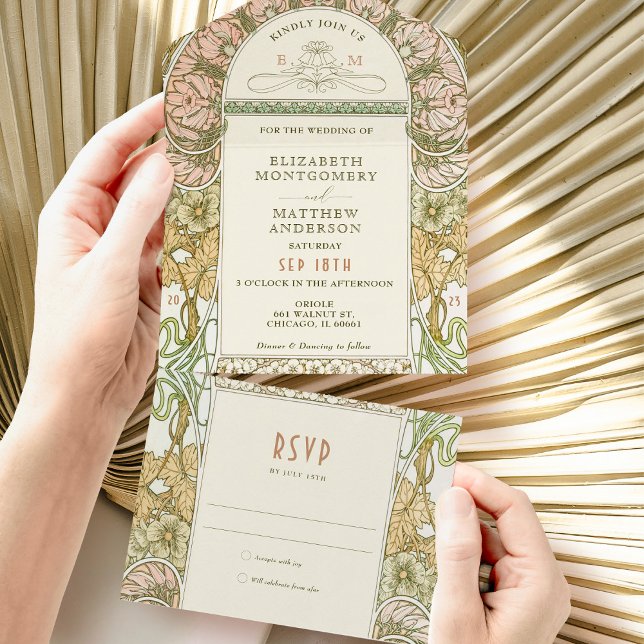 Vintag in einer Hochzeit Einladung von Mucha (Von Creator hochgeladen)