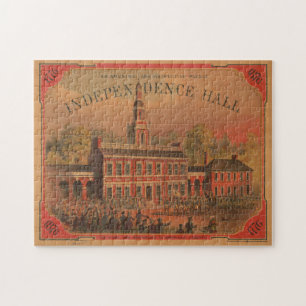 Vintag Independence Hall Illustration (1878) Puzzle
