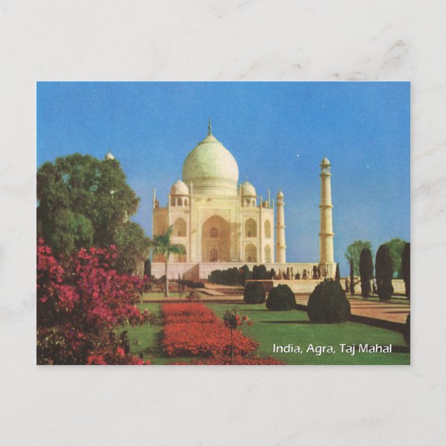 Vintag, Indien, Agra, Taj Mahal Postkarte (Vorderseite)