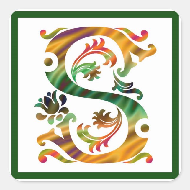 Vintag Initial S - Monogramm S Quadratischer Aufkleber (Vorderseite)