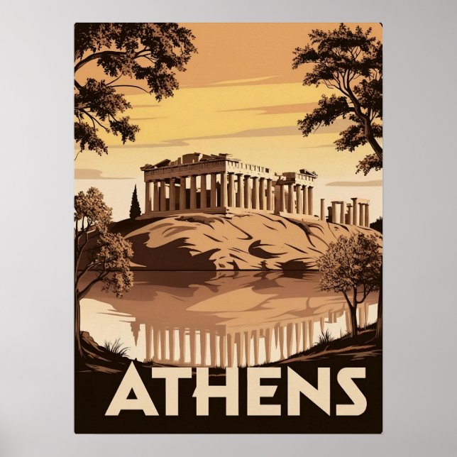 Vintag Inspiriert Athen - Ikonischer Parthenon Poster (Vorne)
