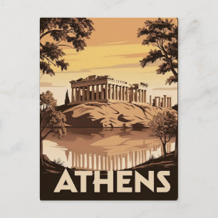 Vintag Inspiriert Athen - Ikonischer Parthenon Postkarte
