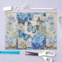 Vintag Inspiriert Blue Floral Butterfly Scrapbook