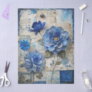 Vintag Inspiriert Blue Floral Collage Decoupage Seidenpapier