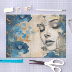Vintag Inspiriert Blue Floral Collage Scrapbook Seidenpapier