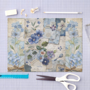 Vintag Inspiriert Blue Floral Collage Scrapbook Seidenpapier