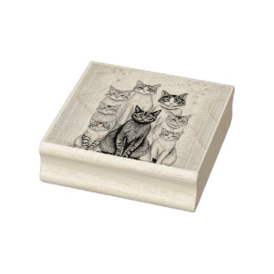 Vintag Inspiriert Cat Family Portrait Gummistempel
