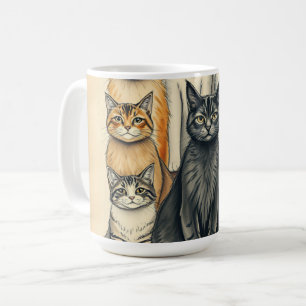 Vintag Inspiriert Cat Family Portrait Kaffeetasse