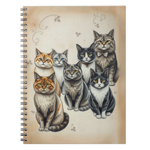 Vintag Inspiriert Cat Family Portrait Notizblock