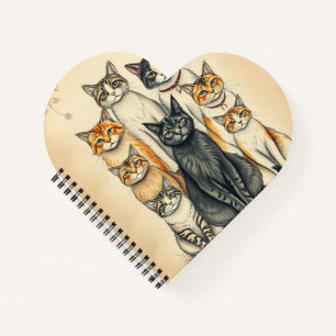 Vintag Inspiriert Cat Family Portrait Notizbuch