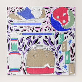 Vintag Inspiriert Folk Art Bowling Button und Tasc Puzzle