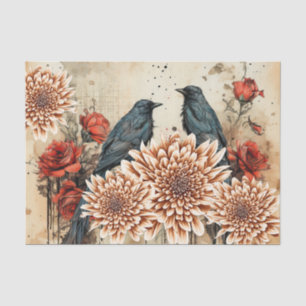 Vintag Inspiriert gotische Rote Rosen Raven Seidenpapier