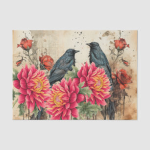Vintag Inspiriert gotische Rote Rosen & Ravens Seidenpapier