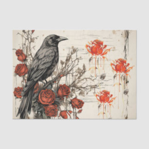Vintag Inspiriert Grunge Rote Rosen Raven Seidenpapier