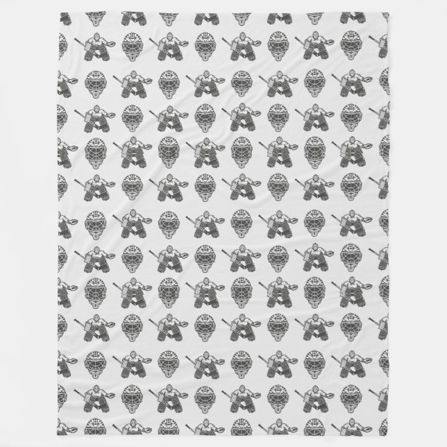 Vintag Inspiriert Hockey-Goalie und Maskenmuster Fleecedecke (Vorderseite)