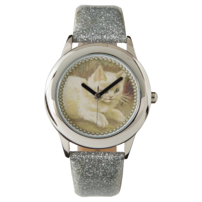 Vintag Inspiriert Kittenmalerei Kid's Armbanduhr (Vorderseite)
