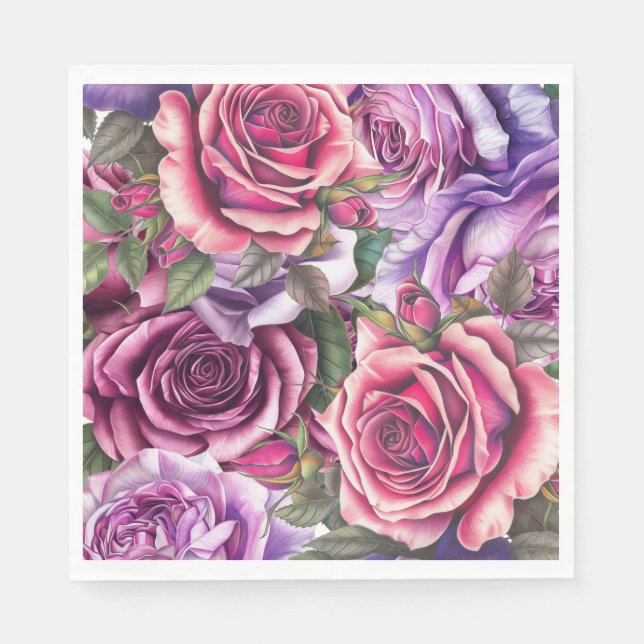 Vintag Inspiriert Lavendel Pink Violett Rose Serviette (Vorderseite)
