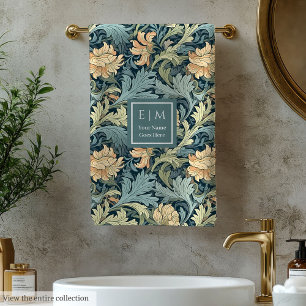 Vintag Inspiriert Morris Style Personalisierte Blü Badhandtuch Set