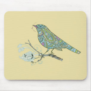 Vintag Inspiriert Niedlicher Gemusterter Vogel an  Mousepad