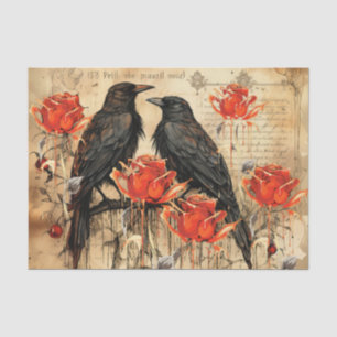 Vintag Inspiriert Not leidende Rote Rosen & Raven Seidenpapier