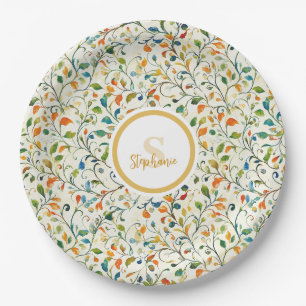 Vintag Inspiriert Paisley Leaf Muster (2) Pappteller