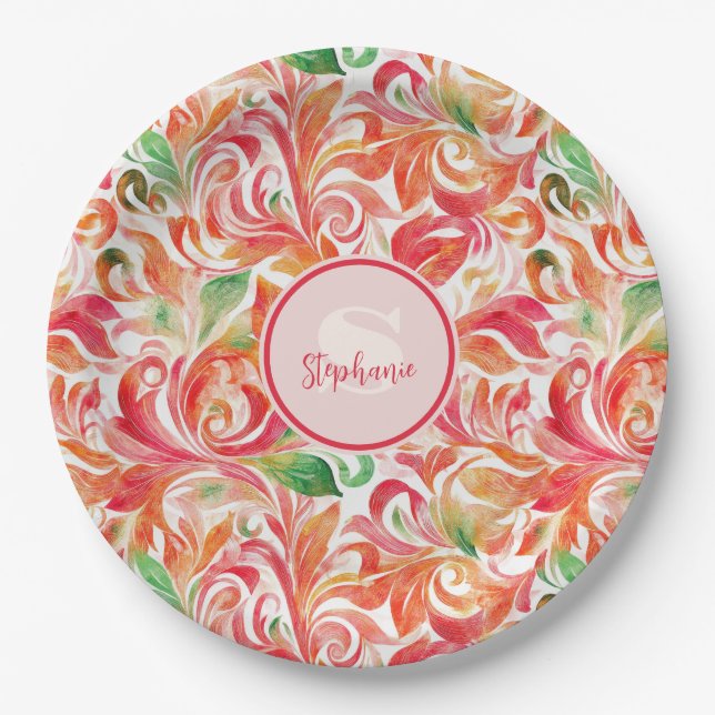 Vintag Inspiriert Paisley Leaf Muster (5) Pappteller (Vorderseite)