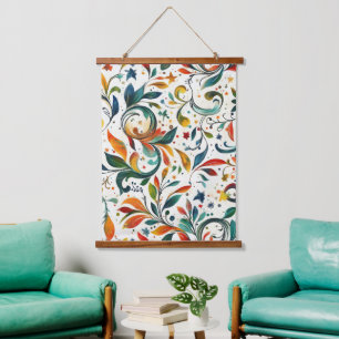 Vintag Inspiriert Paisley Leaf Muster Wandteppich Mit Holzrahmen