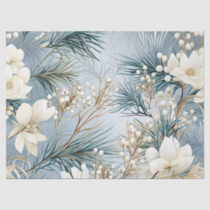 Vintag Inspiriert Pastel Winter Blue Floral Seidenpapier