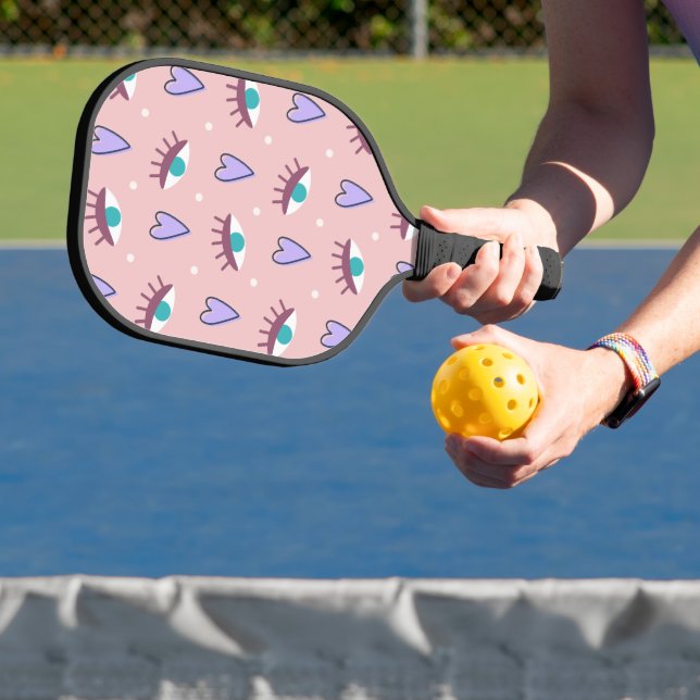 Vintag Inspiriert Retroaugen Nahtloses Muster Pickleball Schläger (InSitu)
