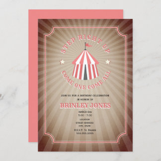 Vintag Inspiriert rosa Zirkus Zelt Geburtstag Einladung