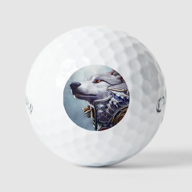 Vintag Inspiriert Wolf Head Art - Nostalgisch Golfball (Vorderseite)