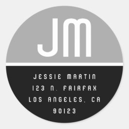 Vintag Inspirierte graue und weiße Rücksendeadress Runder Aufkleber
