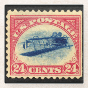 Vintag Invertierte Jenny Briefmarke Glass Unterset Glasuntersetzer