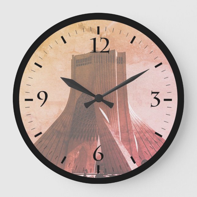 Vintag Iran Teheran Azadi Square Watch Große Wanduhr (Vorderseite)