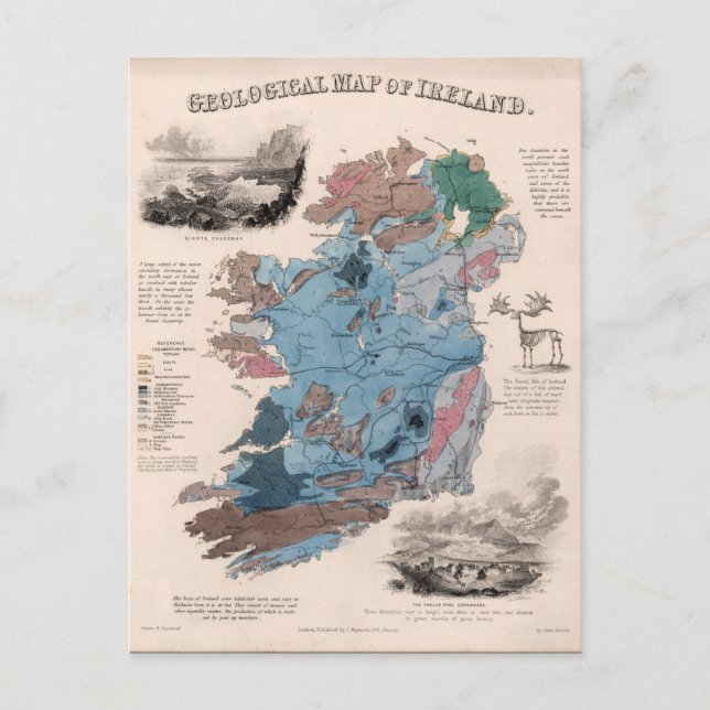 Vintag Ireland History Map Postkarte (Vorderseite)