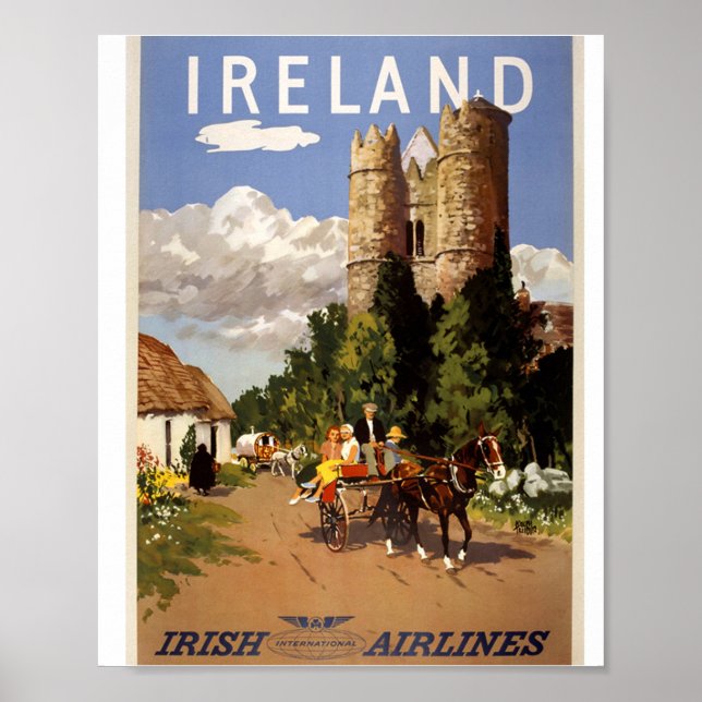 Vintag Irish Airlines Reiseplakat Poster (Vorne)