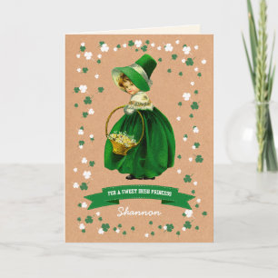 Vintag Irish Girl Individuelle Name St. Patrick's Karte