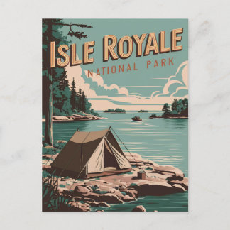 Vintag Isle Royale Nationalpark Camping Feiertagspostkarte