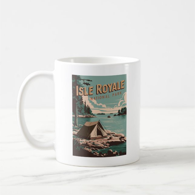 Vintag Isle Royale Nationalpark Camping Kaffeetasse (Links)